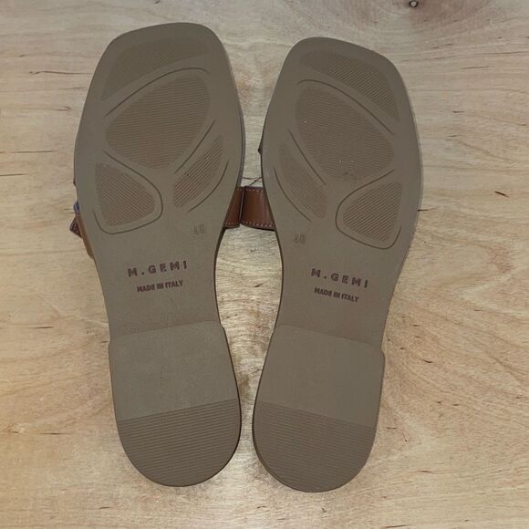 M. GEMI Womens The Melissa‎ Bow Italian Leather Slip On Sandals Brown Size 40 - Picture 5 of 6